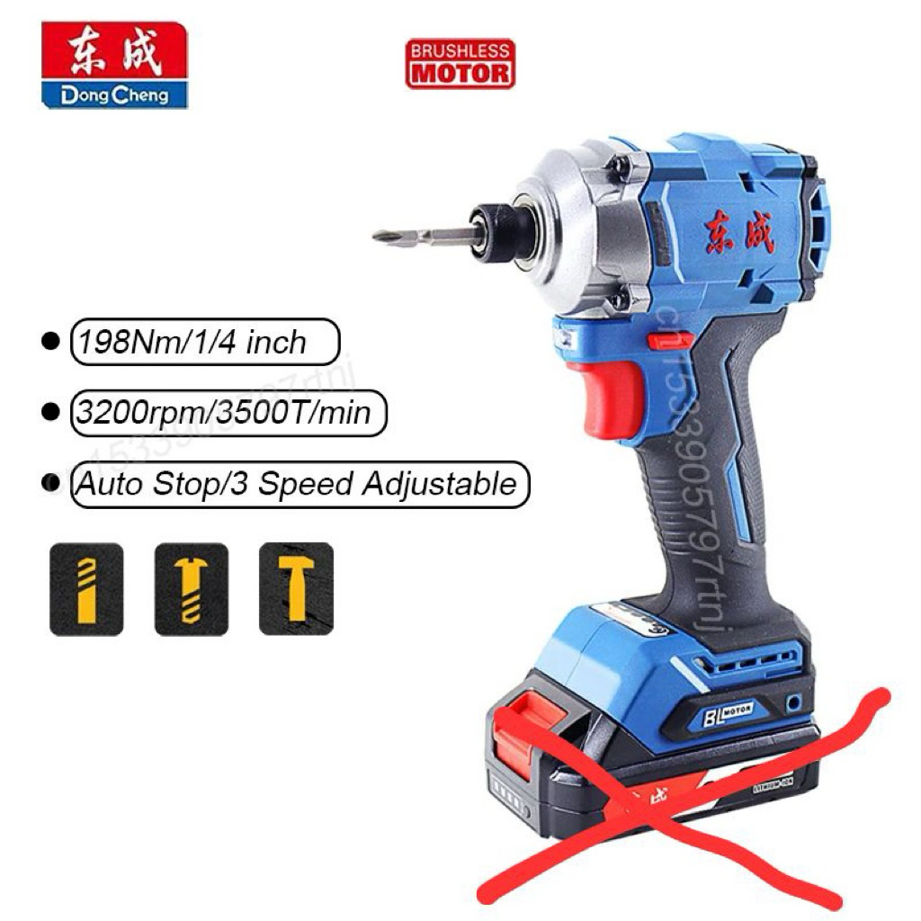 Barang Langka Dongcheng Dcpl198 Bor & Baterai Second Cordless Dongcheng kanji Impact Wrench Motor Mo