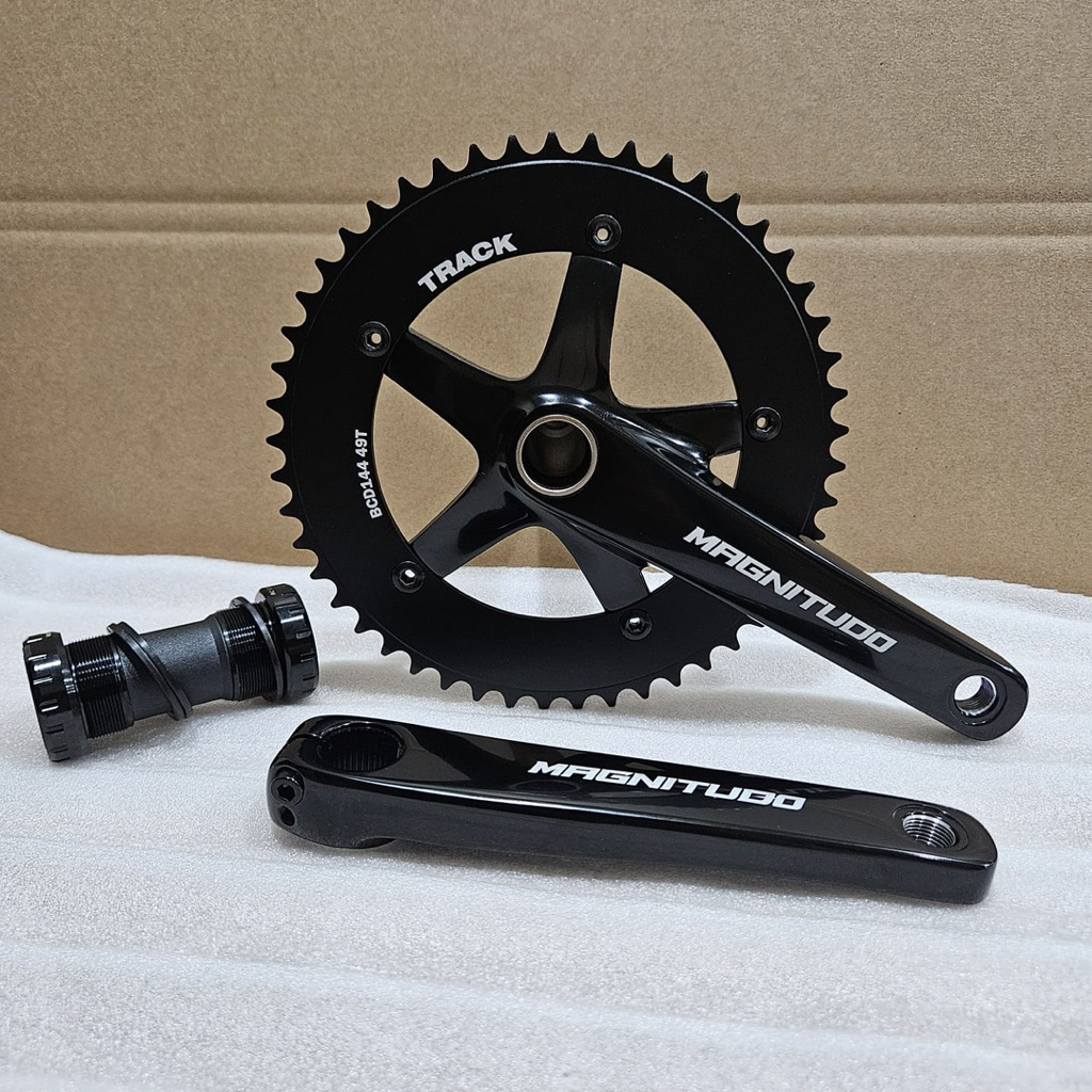Crankset MAGNITUDO Track 49T BCD144 BB HT2 Hollowtech Panjang 165mm Untuk Fixie
