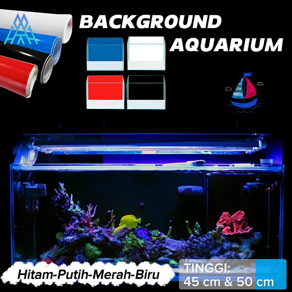 PROMO Stiker Background Aquarium Skotlet Polos Doff & Glossy 50cm x 50cm. 100cm x 50 cm