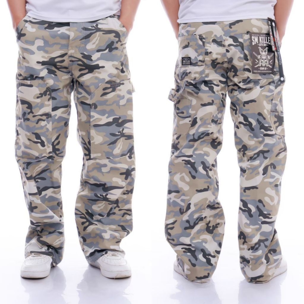 Celana loreng carpenter panjang pria baggy bahan cotton twill tebal gombrang / Celana carpenter lore