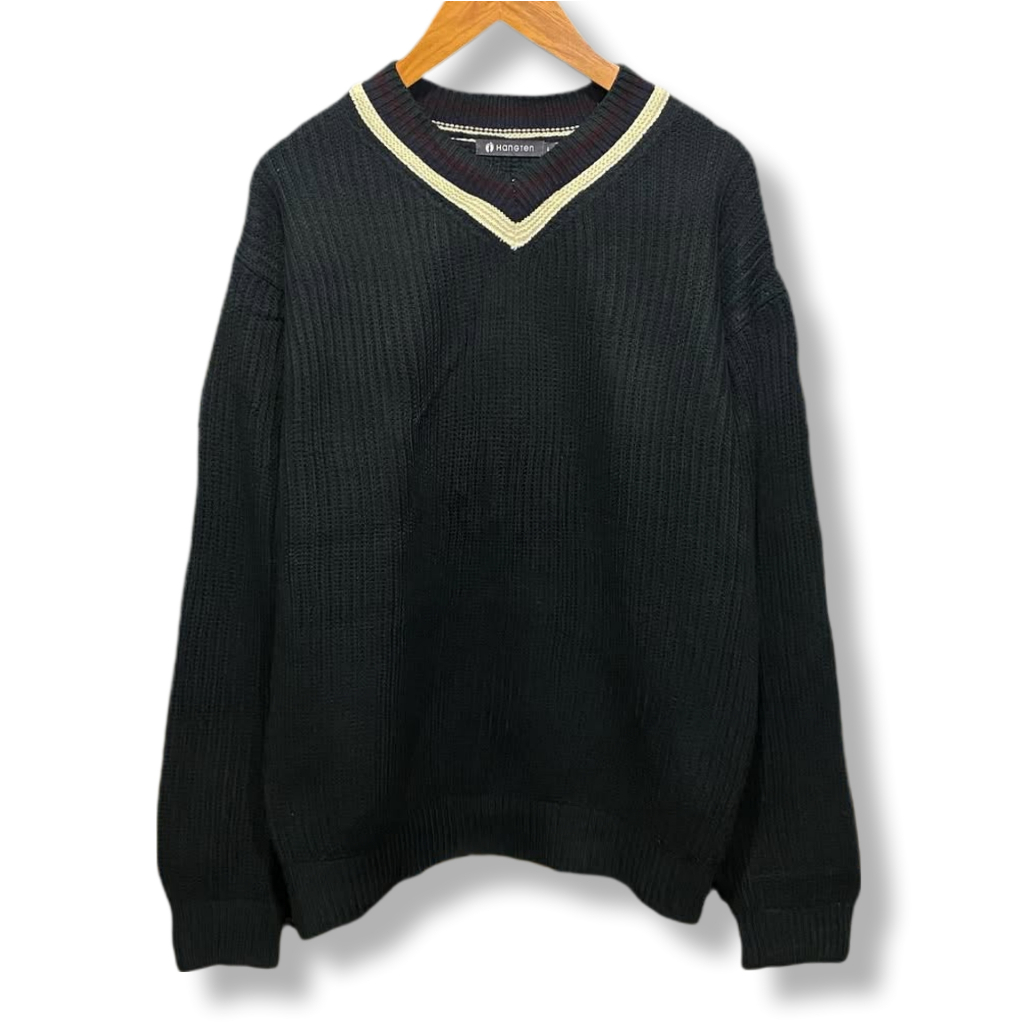 HANGTEN BLACK KNITWEAR SWEATER | RAJUT | OUTERWEAR | XSTOB 119
