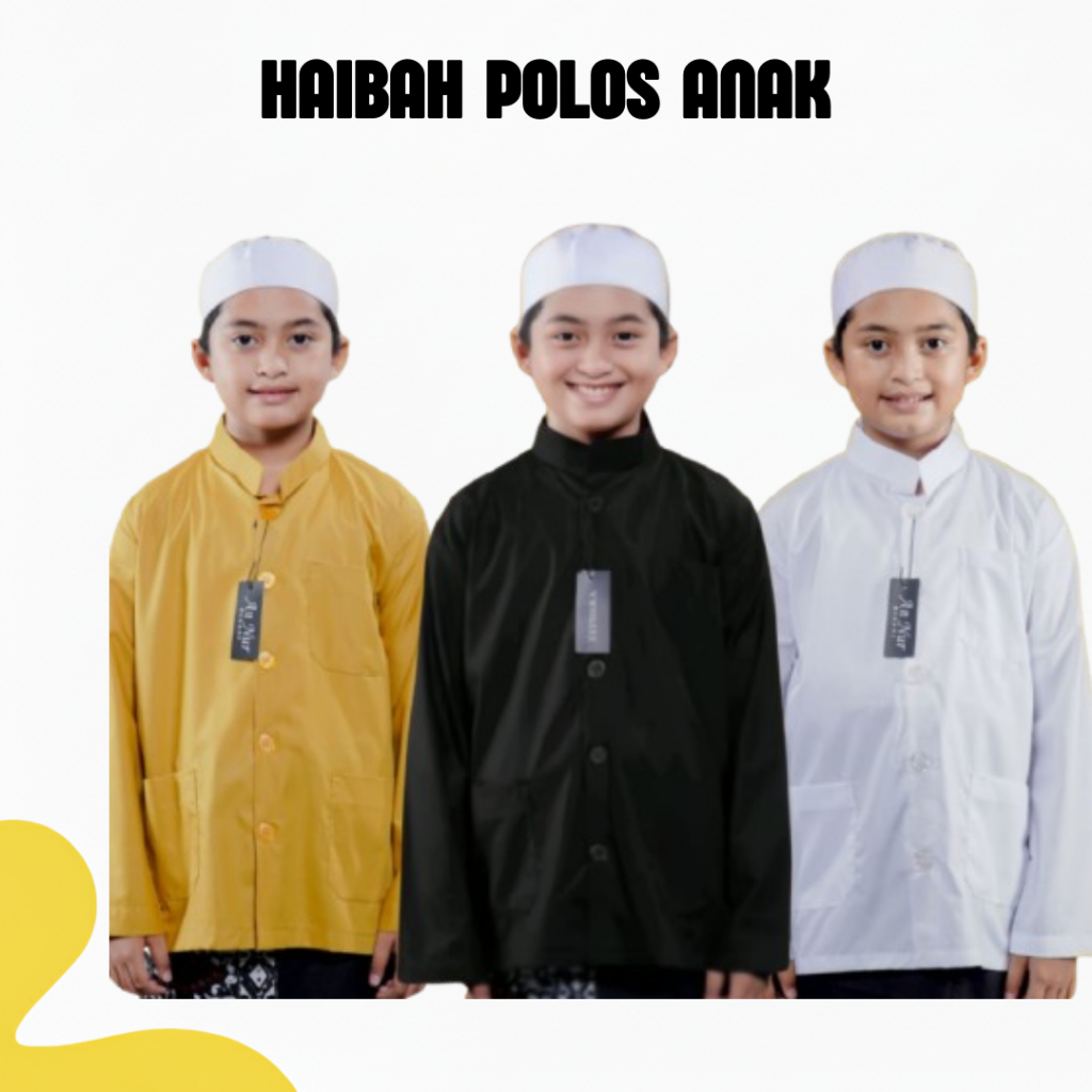 Baju Koko Haibah Polos Anak Laki-Laki Adem Modis