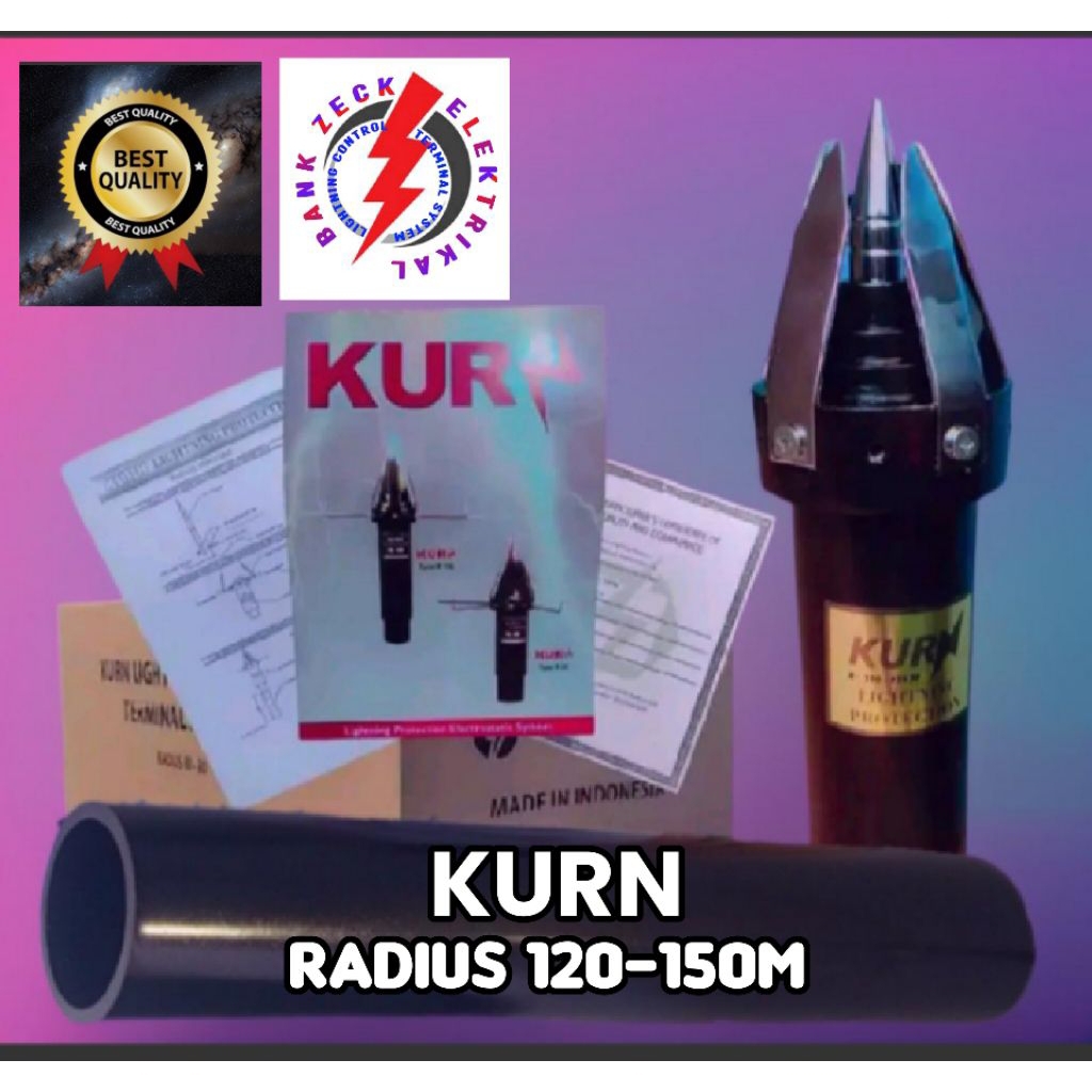 Penangkal petir Anti petir KURN Radius120-150m  original box coklat