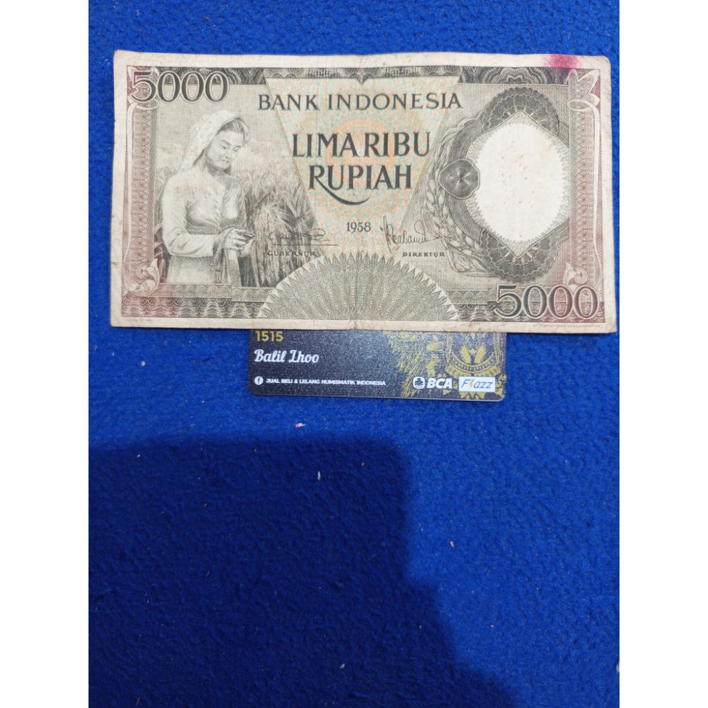 uang kuno 5000 rupiah seri pekerja tahun 1958#