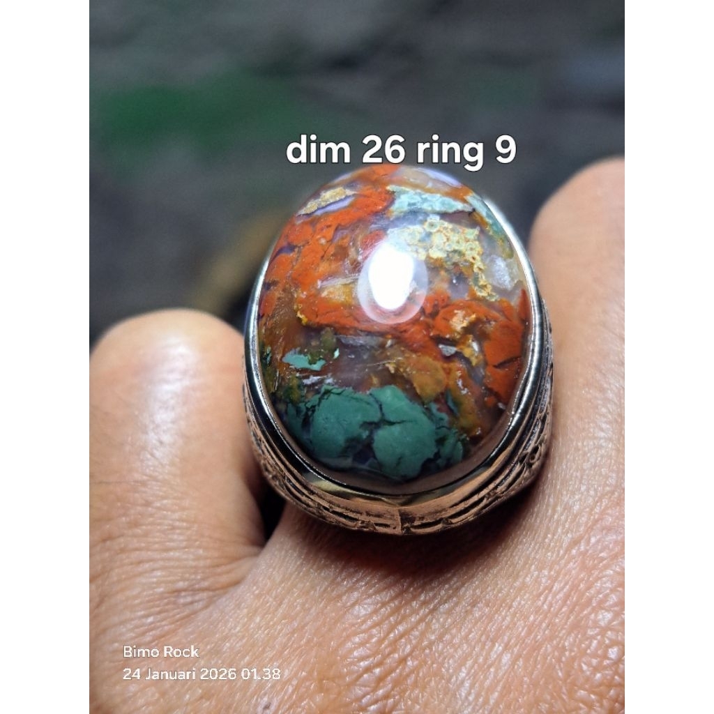 cincin batu akik pancawarna Klawing unik antik