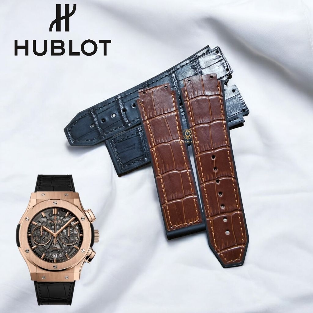 Tali Jam Kulit Hublot Geneve Motif Croco Strap Hublot Geneve