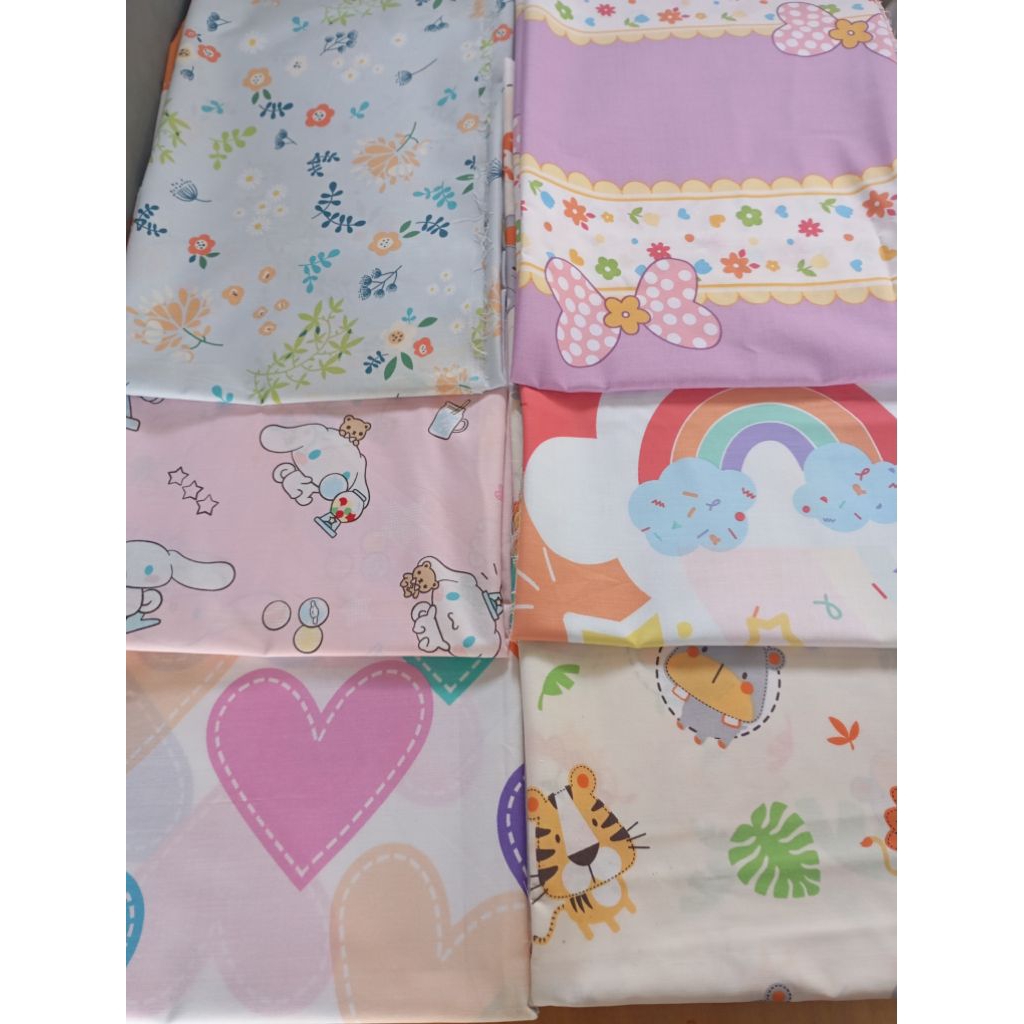 Kain Katun Potongan Sisa Sprei CVC Esra, Star, dll Lebar Utuh 2.5m