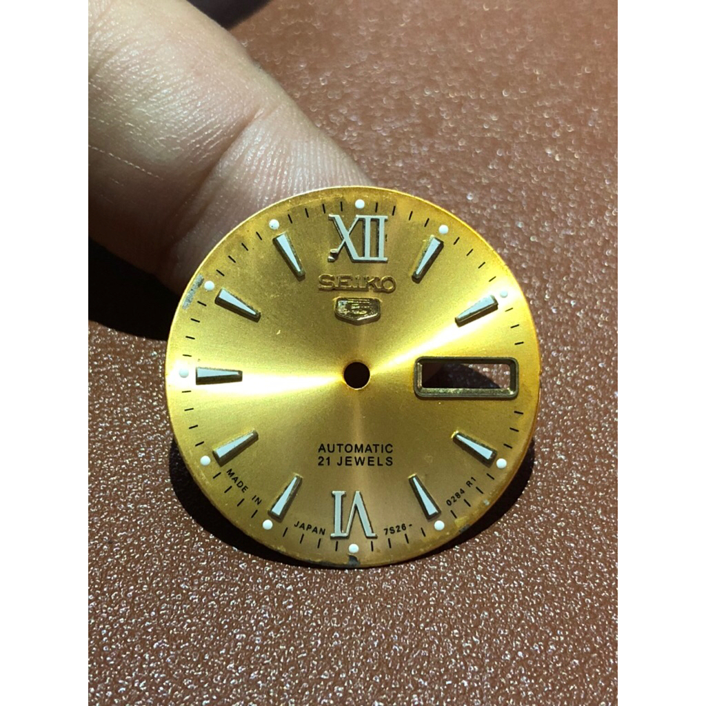 dial jam tangan seiko 5 gold variasi leter siap pakai ori