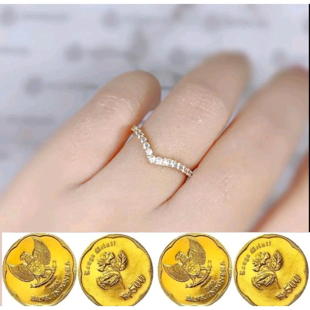 TERBUAT DARI BAHAN KOIN LOGAM ASLI 1991 CINCIN PUJI MEWAH LAPIS EMAS