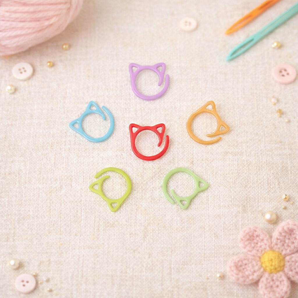 STUDIO RAJUT - 5PCS PENANDA PENITI RAJUT BENTUK KUCING / LOCKING STITCH MARKER CAT SHAPE