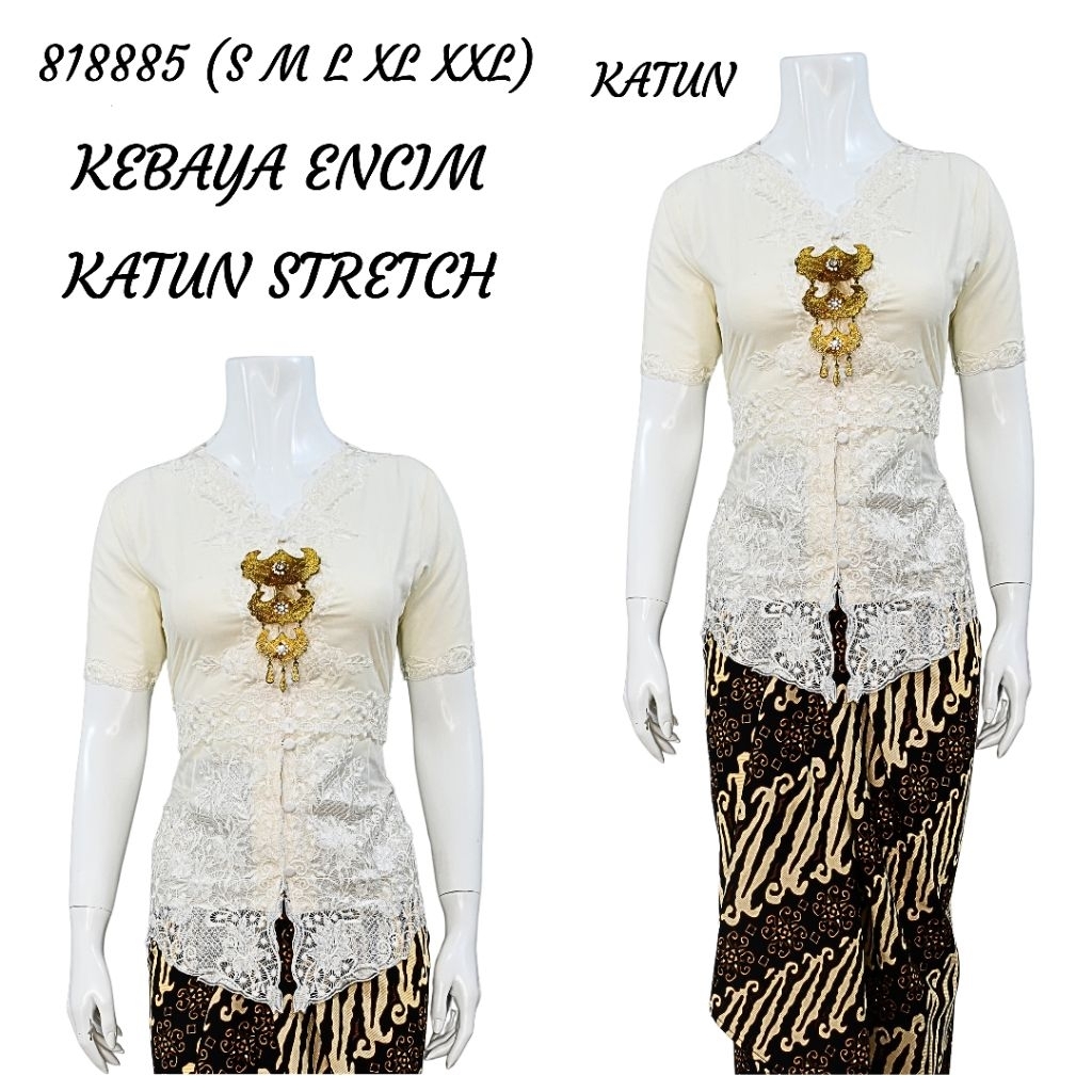 Indah Collection KEBAYA ENCIM LENGAN PENDEK BORDIR SENADA KATUN STRETCH/ KATUN MELAR KEBAYA WISUDA K