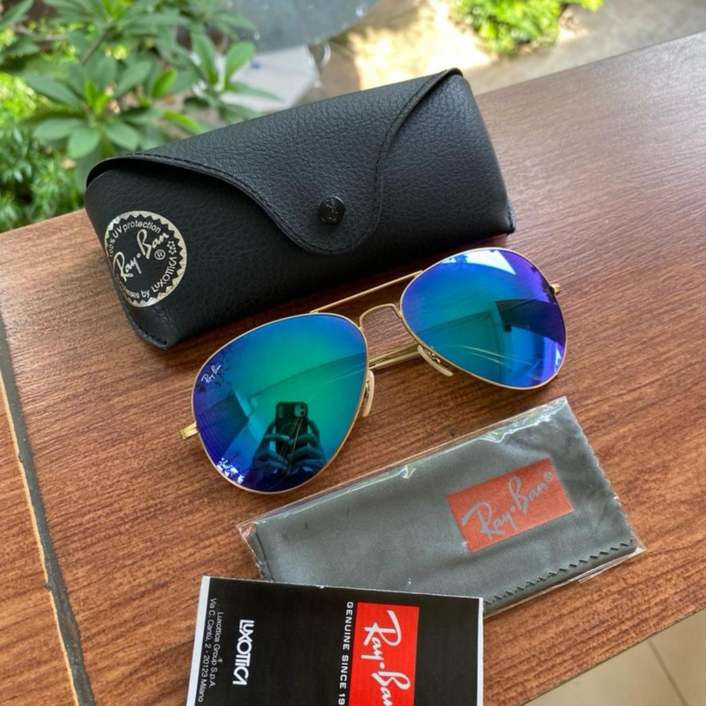 Ray-Ban RB 3026 Aviators Rosegold Blue Lens