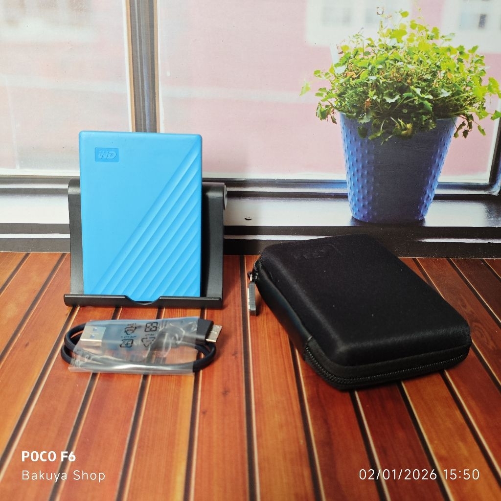 HDD Hardisk Harddisk External WD My Passport 1TB Biru SECOND Normal Siap Pakai