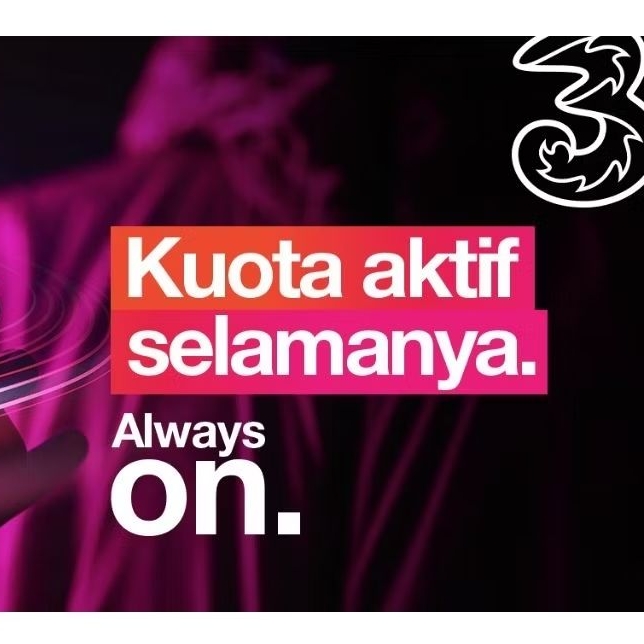 Isi Ulang Kuota Tri Aon Always 40GB + 12GB Lokal Termurah Aktif Selamanya