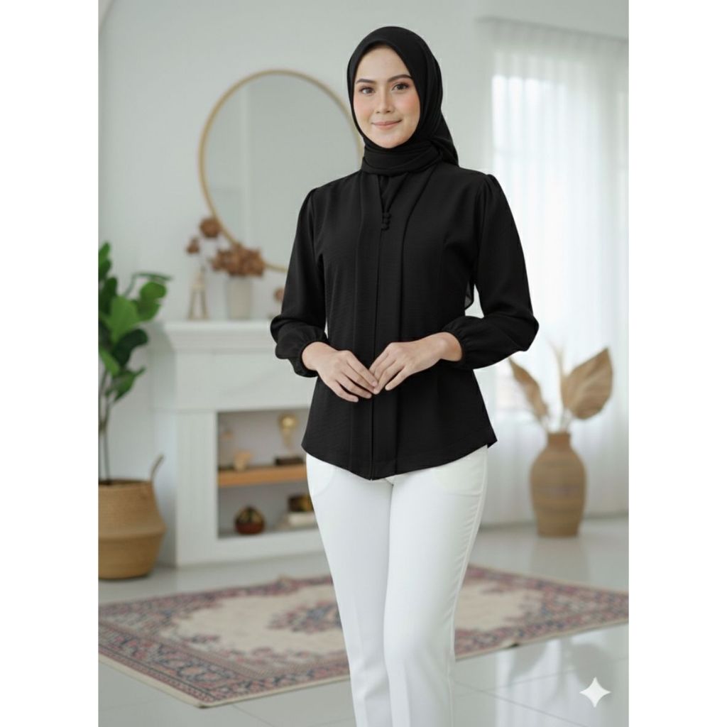 Atasan Kringkel Airflow Kebaya Lebaran Idul Fitri Modern Motif Polos Setelan Kebaya Kutubaru Wanita 