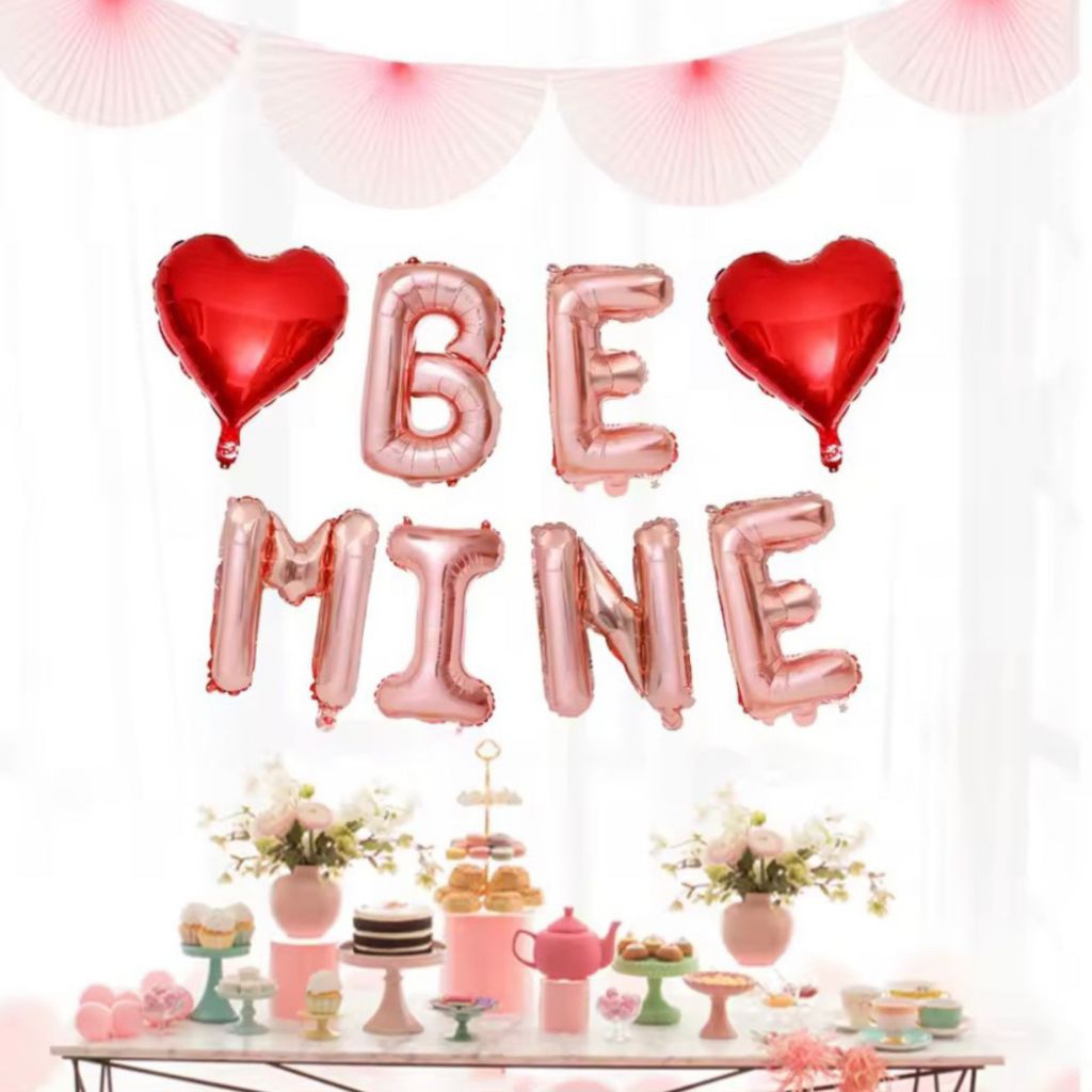 Set dekorasi valentine balon foil huruf be mine balon valentine set balon proposal dekorasi lamaran 