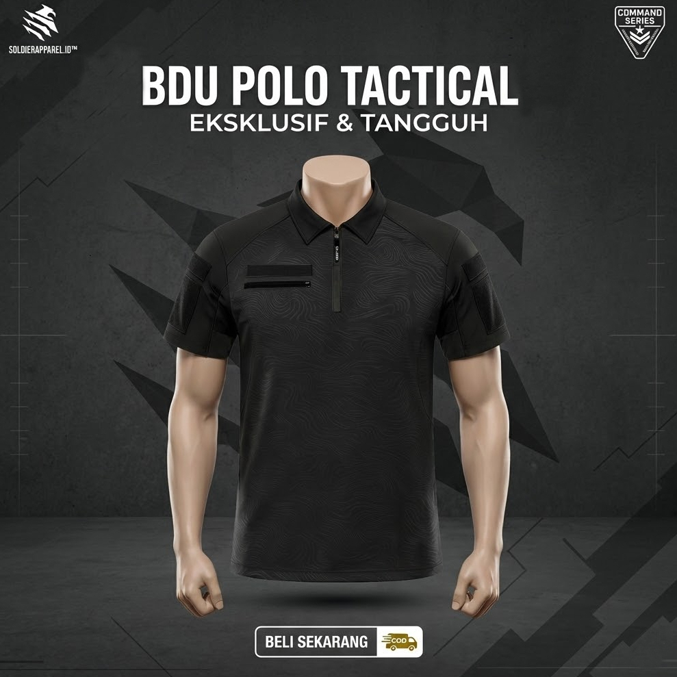 Combat Shirt Tactical Pendek | Pria Scuba Premium | Baju Outdoor Military Zipper COMMAND Series