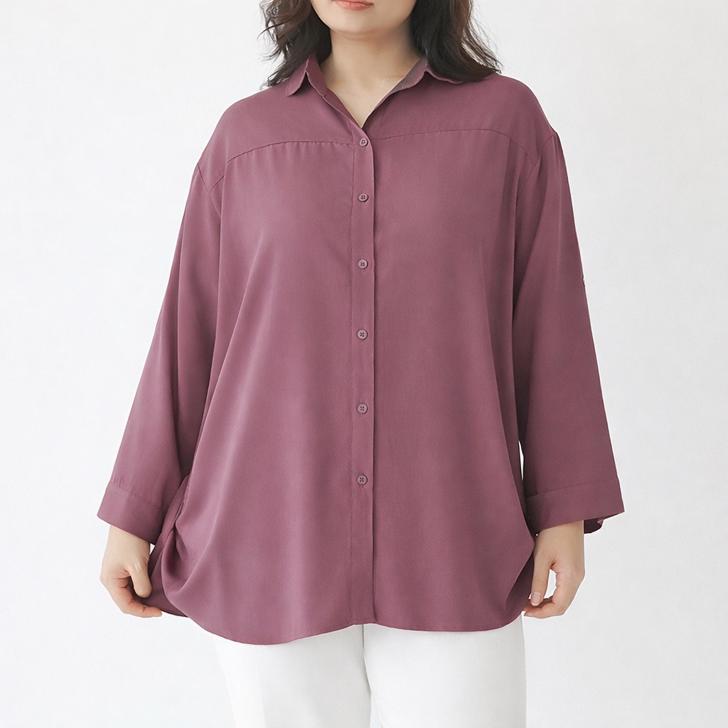 Saucy - Kemeja big size wanita polos jumbo LD 130