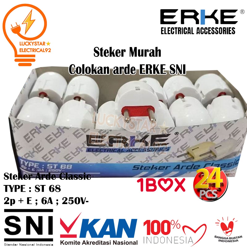 Colokan Steker ERKE Arde Putih murah SNI / STEKER ARDE ERKE ST-68 CLASSIC