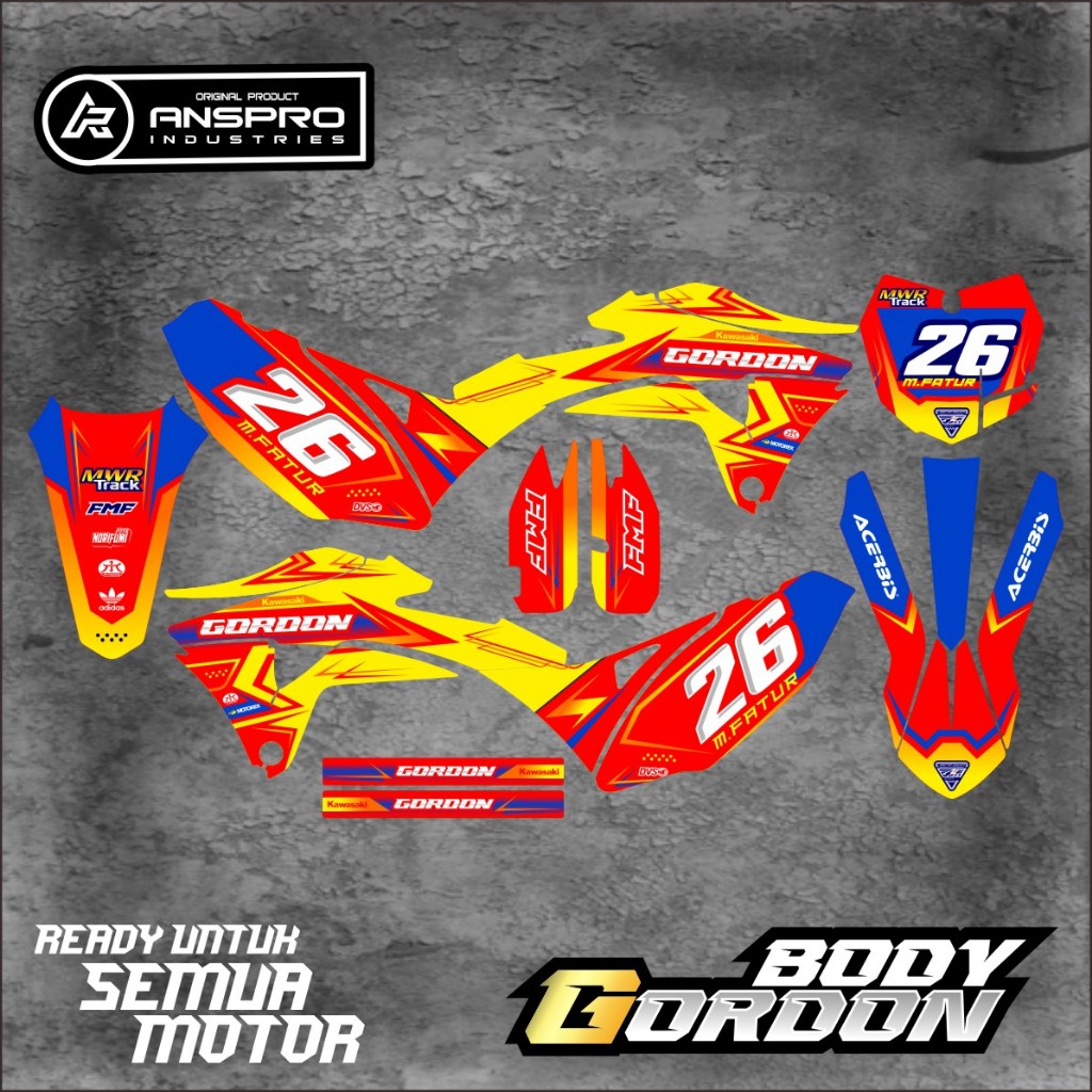 DECAL STICKER KLX GORDON DECAL FULL BODY STICKER PELINDUNG MOTOR KLX GORDON FREE REQUEST