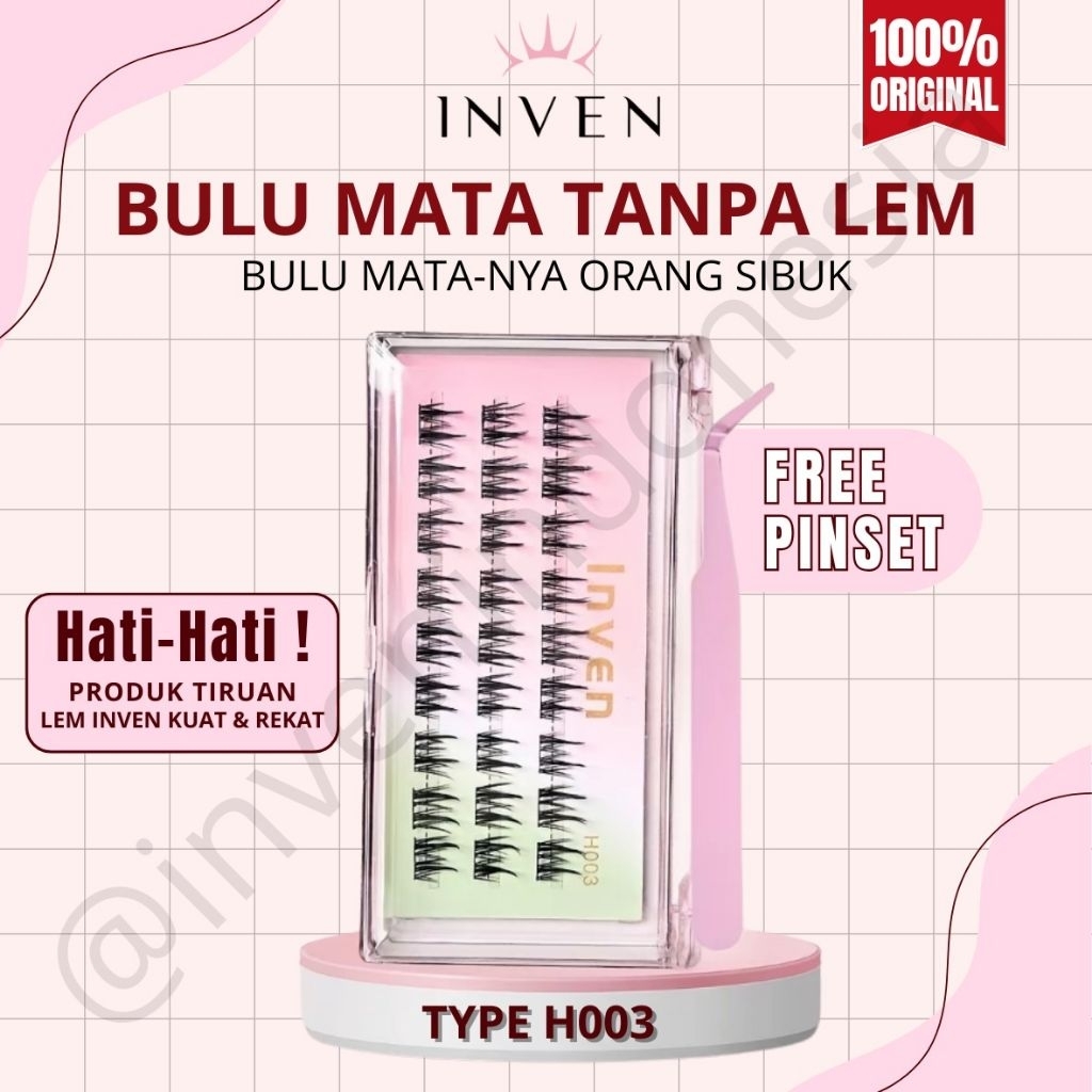 (LANGSUNG TEMPEL) INVEN H003 Bulu Mata Palsu TANPA LEM Premium Eyelash Extension Doll Eye Look kode : H003 FREE PINSET / Tweezer hasil natural bulumata extensions bulu mata extensions bulu mata