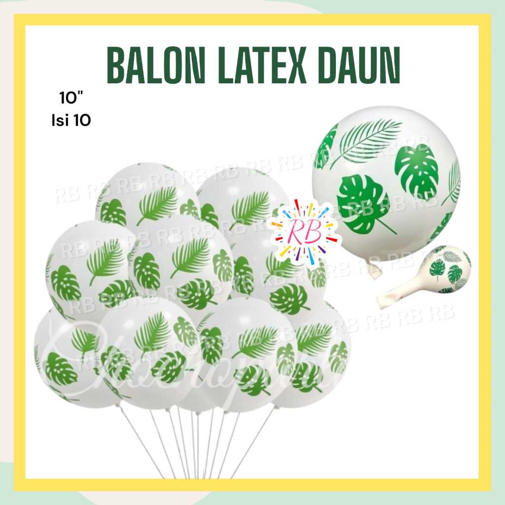 Balon Latex DAUN MONSTERA isi 10 / Balon DAUN MONSTERA