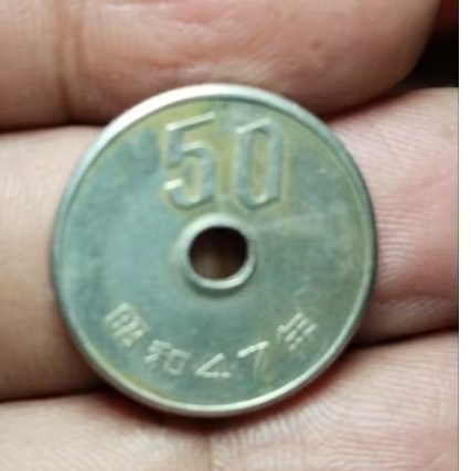 UANG KOIN 50 YEN JEPANG 47 ASLI PERNAH DI PAKAI KODE 308