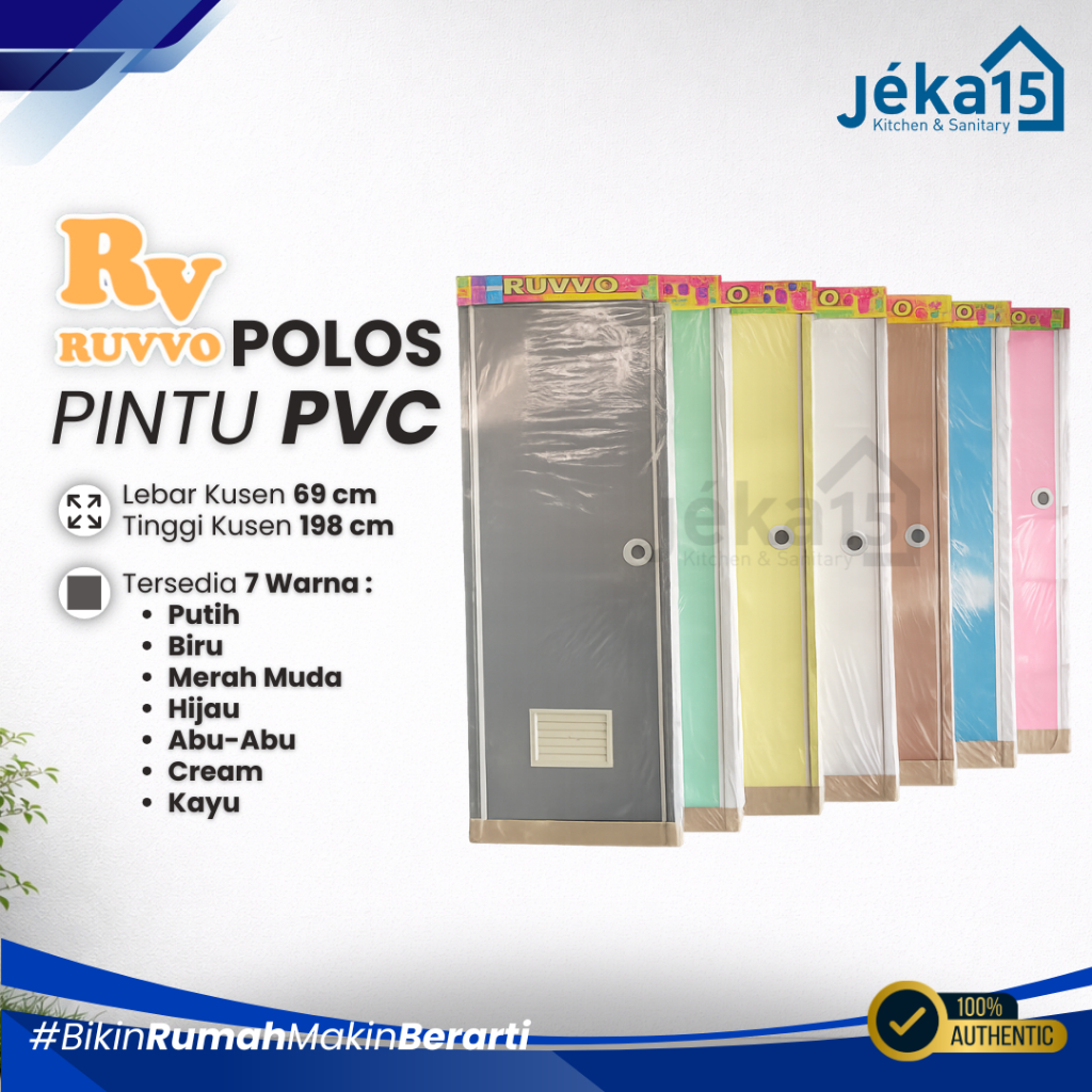 JEKA15 - RUVVO Pintu Selot PVC Polos Pintu Kamar Mandi PVC