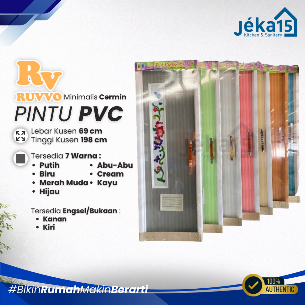JEKA15 - PINTU KAMAR MANDI MINIMALIS / PINTU PVC MINIMALIS CERMIN