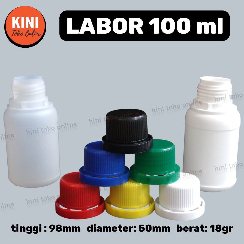 isi 10pcs - Botol LABOR 100 ml agro Pert 100ml Plastik HDPE pupuk Bulet solid cc putih bening