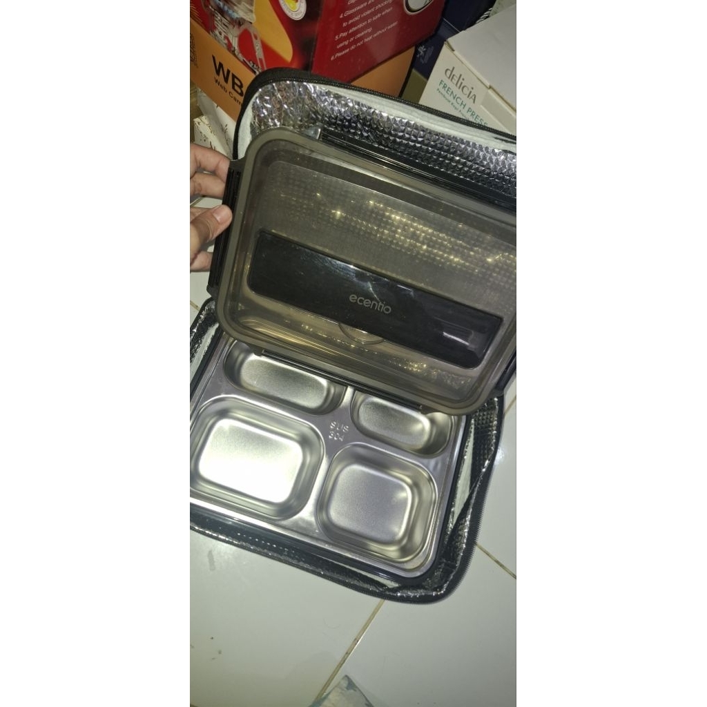 Lunch Box Ecentio 4 Sekat Free Tas