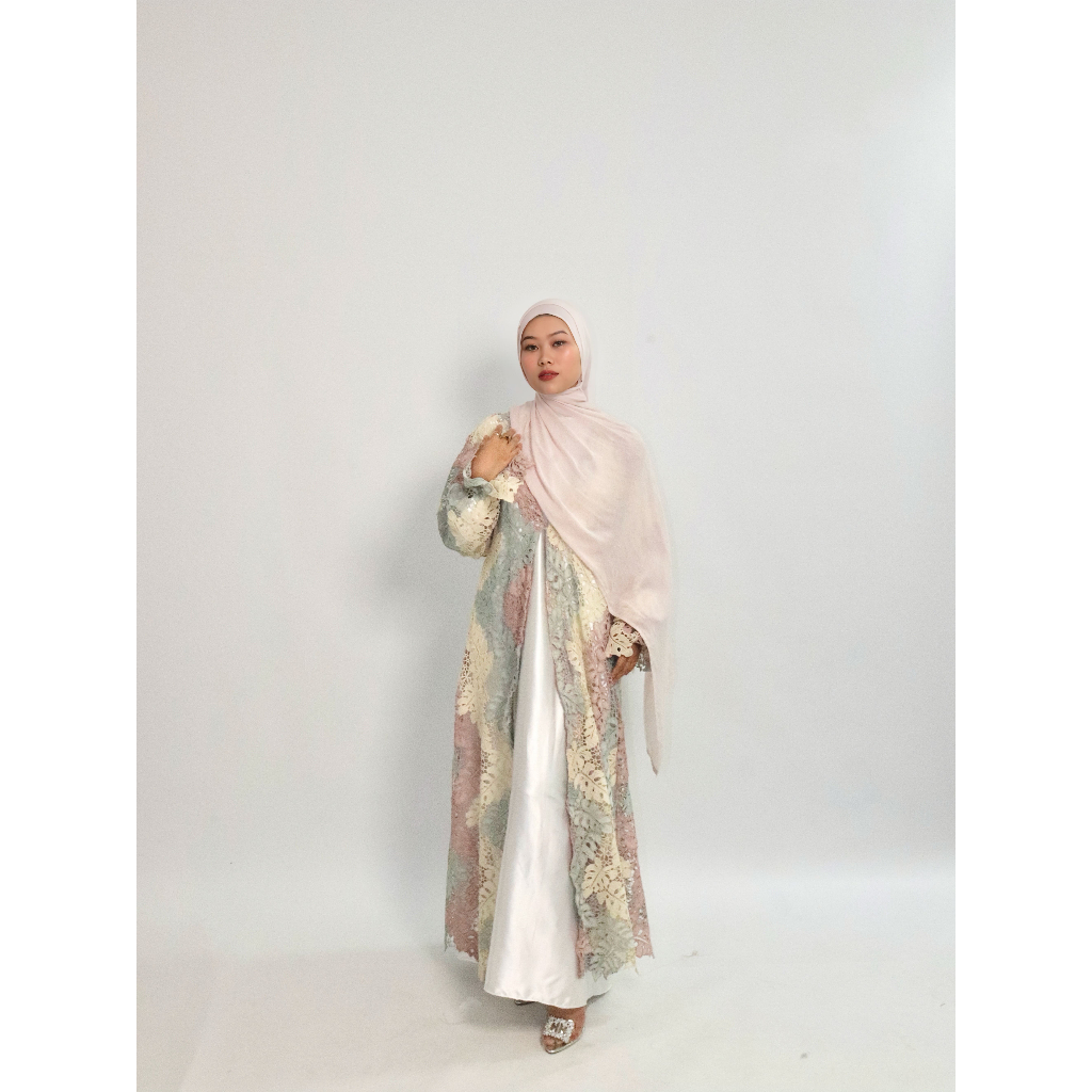 Styled.Id Basima Abaya Outer Set bahan Brokat Gradasi - Abaya Outer - OuterArab/Turkey/Dubai-Lebaran