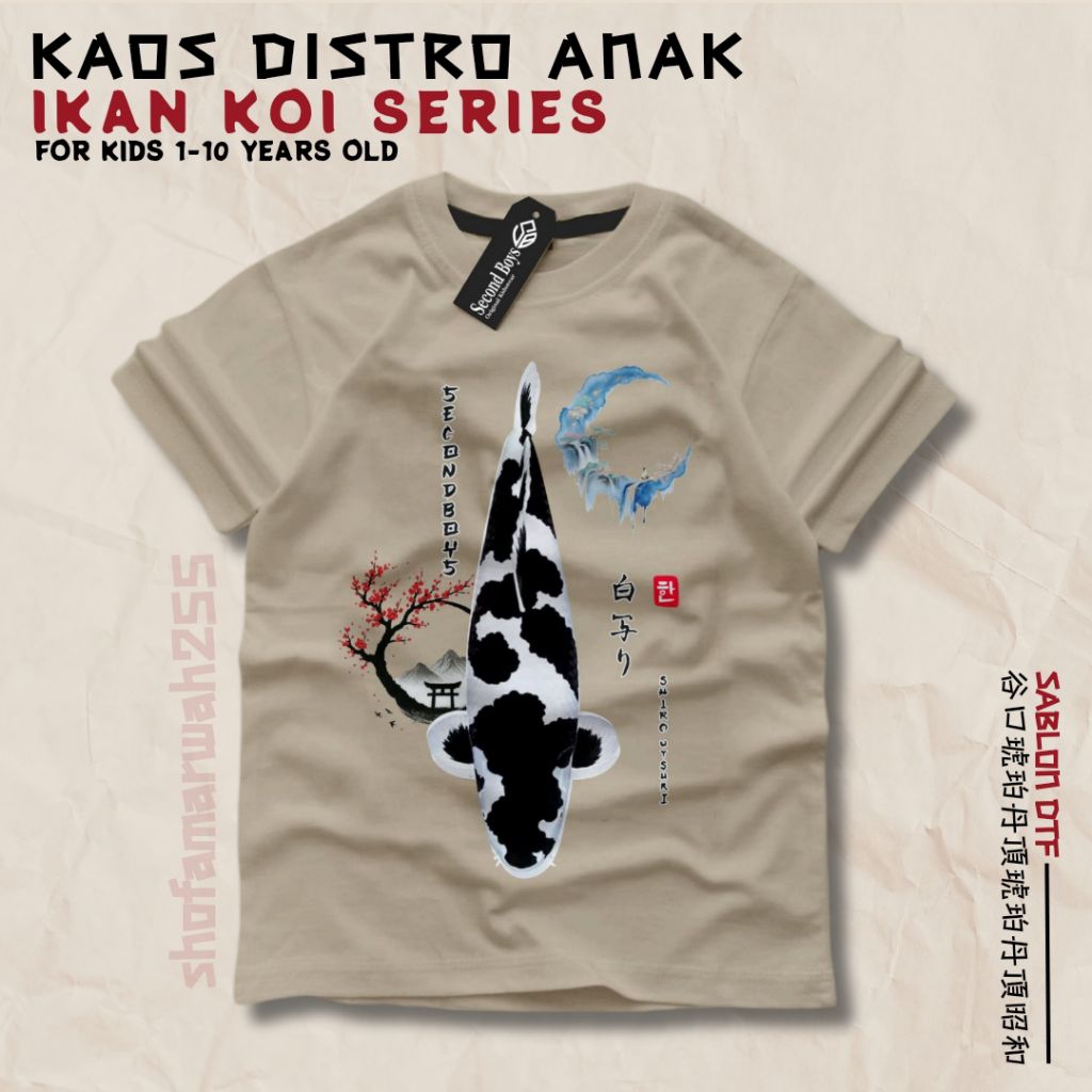 kaos distro anak motif ikan koi shiro utsuri kaos motif ikan
