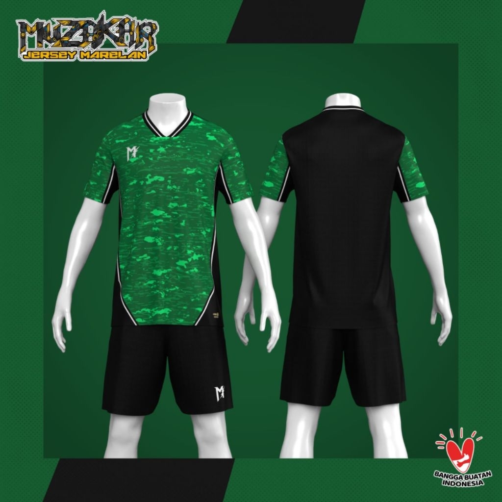 MUZAKAR Baju futsal setelan stelan Jersey premium warna hijau army camo premium