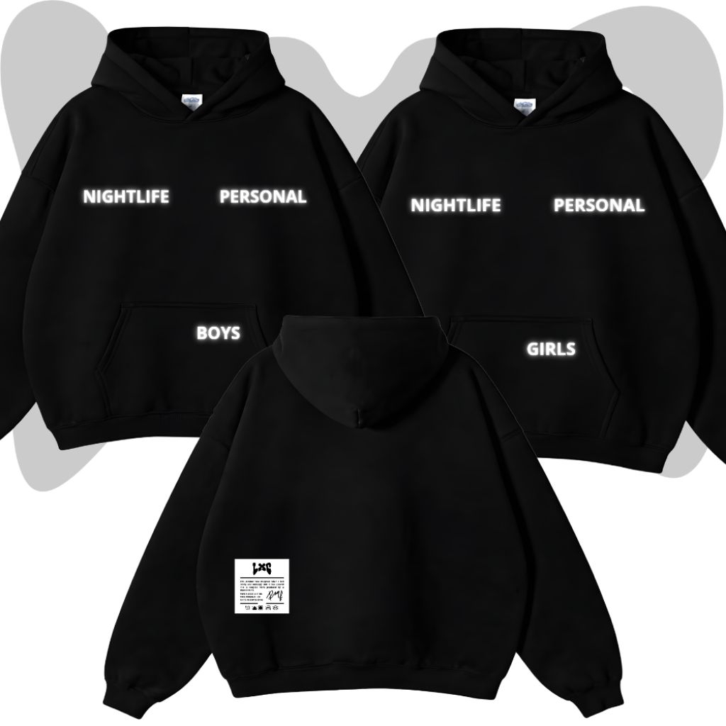 Luxurious - Hoodie Boxy Nyala Heavyweight 300gsm Fleece Cotton Hitam