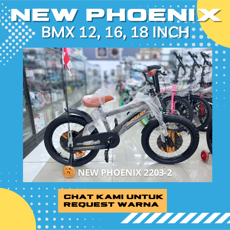 Sepeda Anak BMX Laki-Laki NEW PHOENIX NP 2203-2 Ban 2.50 V-Brake Ukuran 12/16/18 Inch Usia 2–8 Tahun