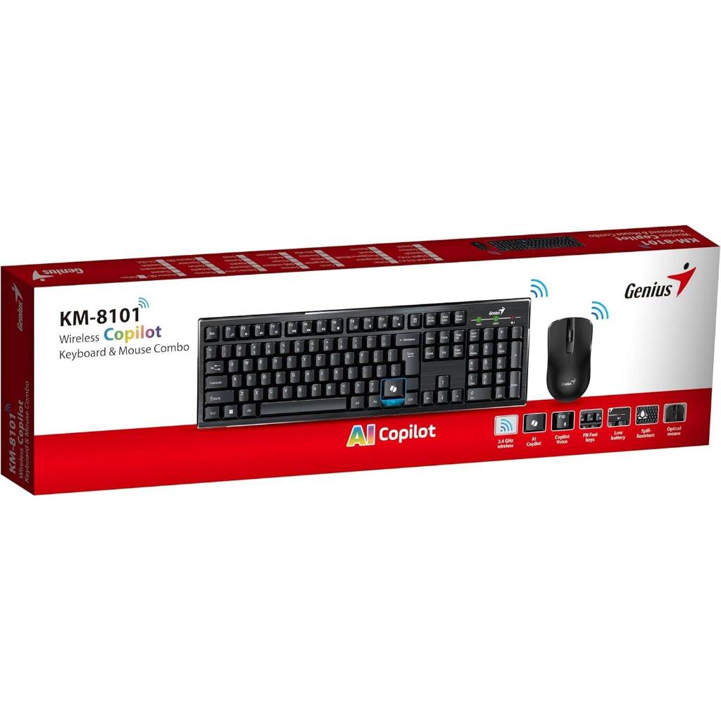 KEYBOARD MOUSE GENIUS KM-8101 AI WIRELESS Genius KM-8101 AI Keyboard Mouse Wireless Original