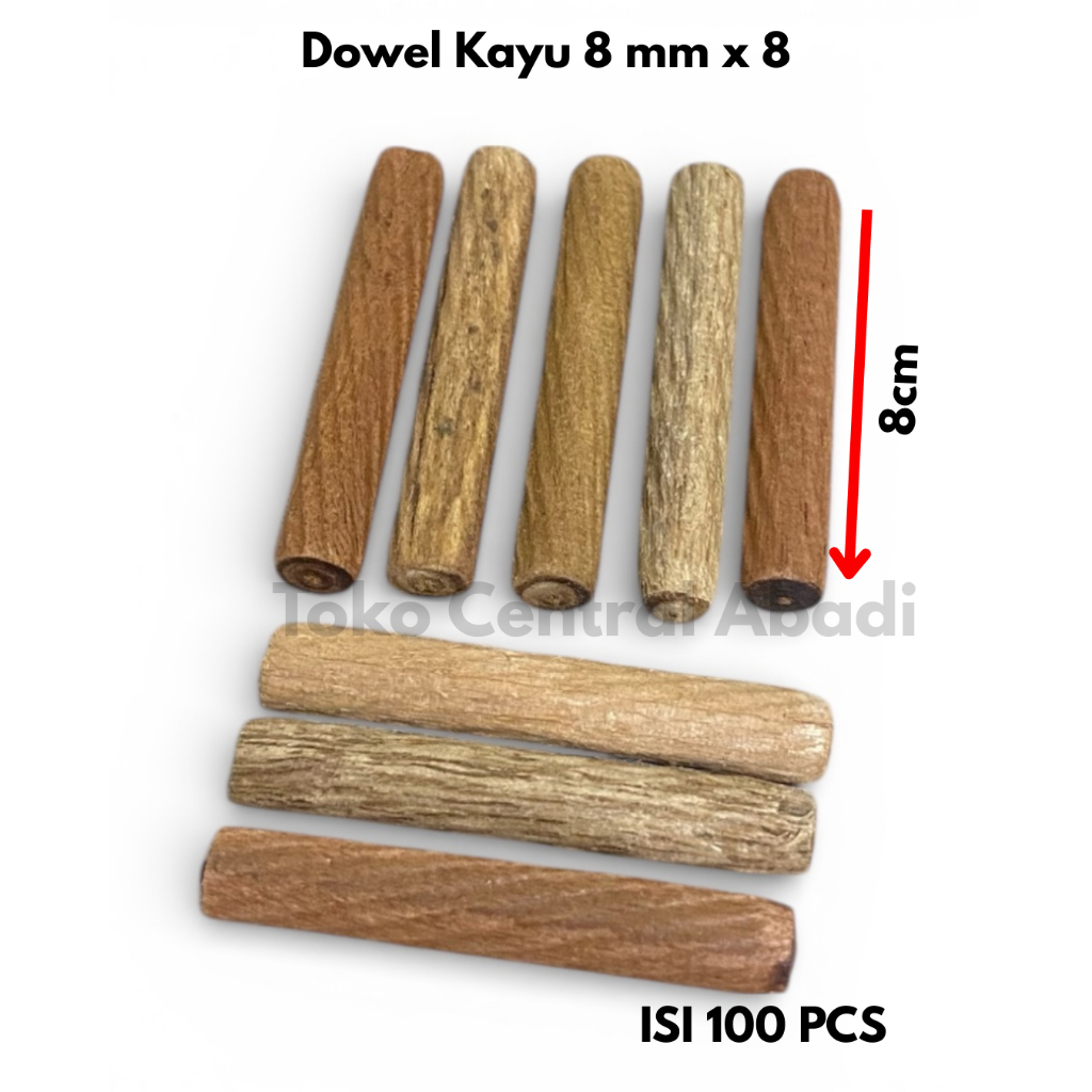 Dowel kayu ukuran 8 mm x 80 mm isi 1000 pcs / Dowel Kayu / Dowel Kayu 8mm / Dowel / Dowel Jig / Dowe