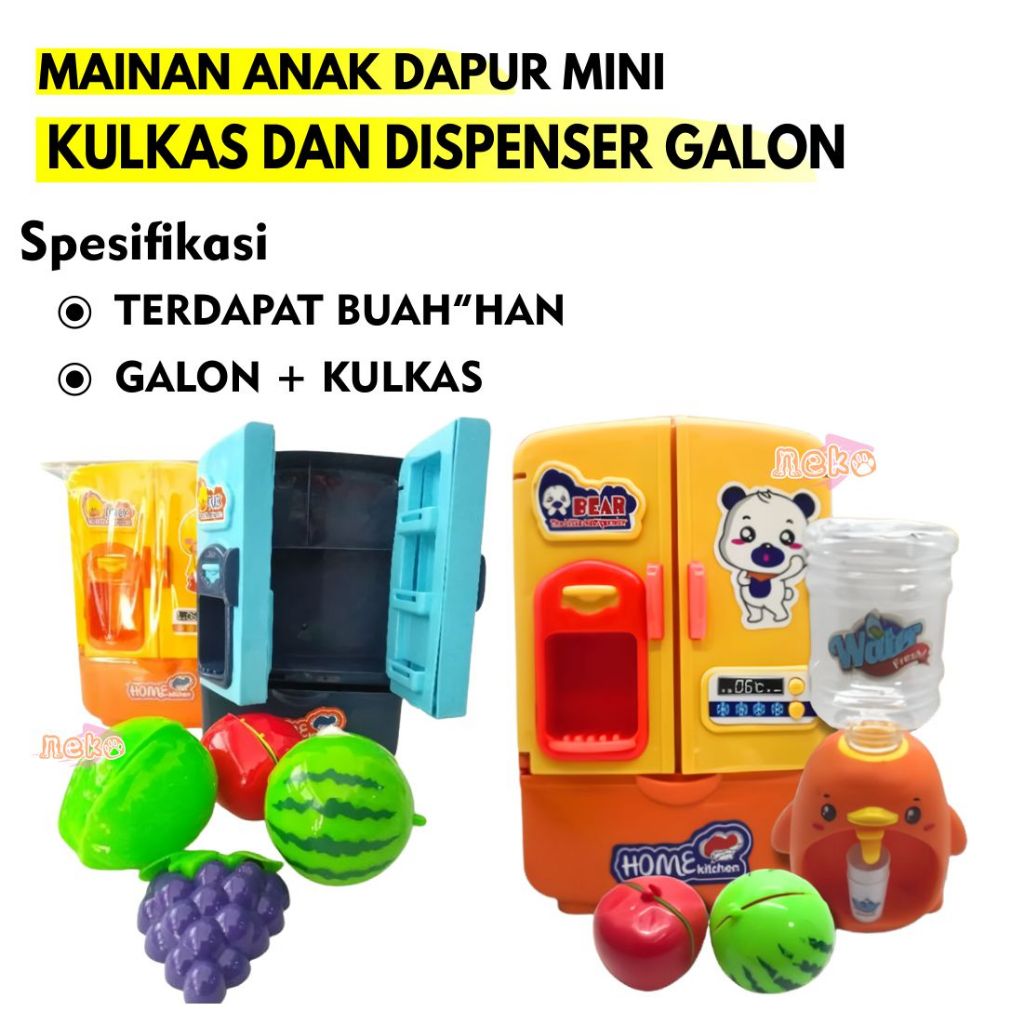 ( BISA COD ) Mainan Anak Kulkas Buah / Mainan Anak Kulkas Makanan Dan Minuman Fast Food + Buah