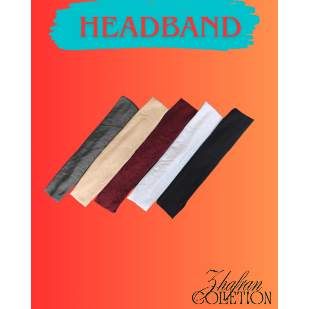 Headband Sport Fashion Y2K Satin Silk Anti Pusing Wide 5cm Multiwarna Paket Bundle