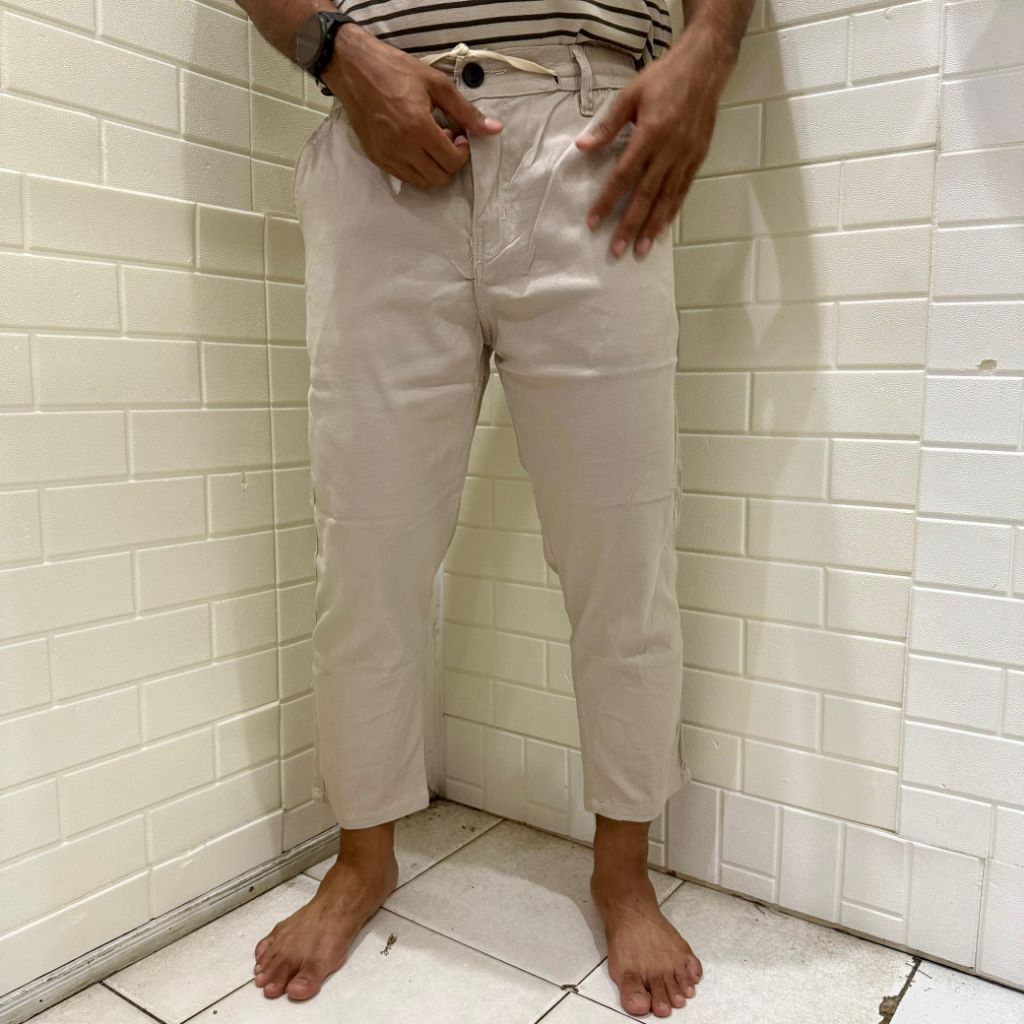 Celana Sirwal Angkle Pants Formal Hablo Warna Light Cream Slimfit