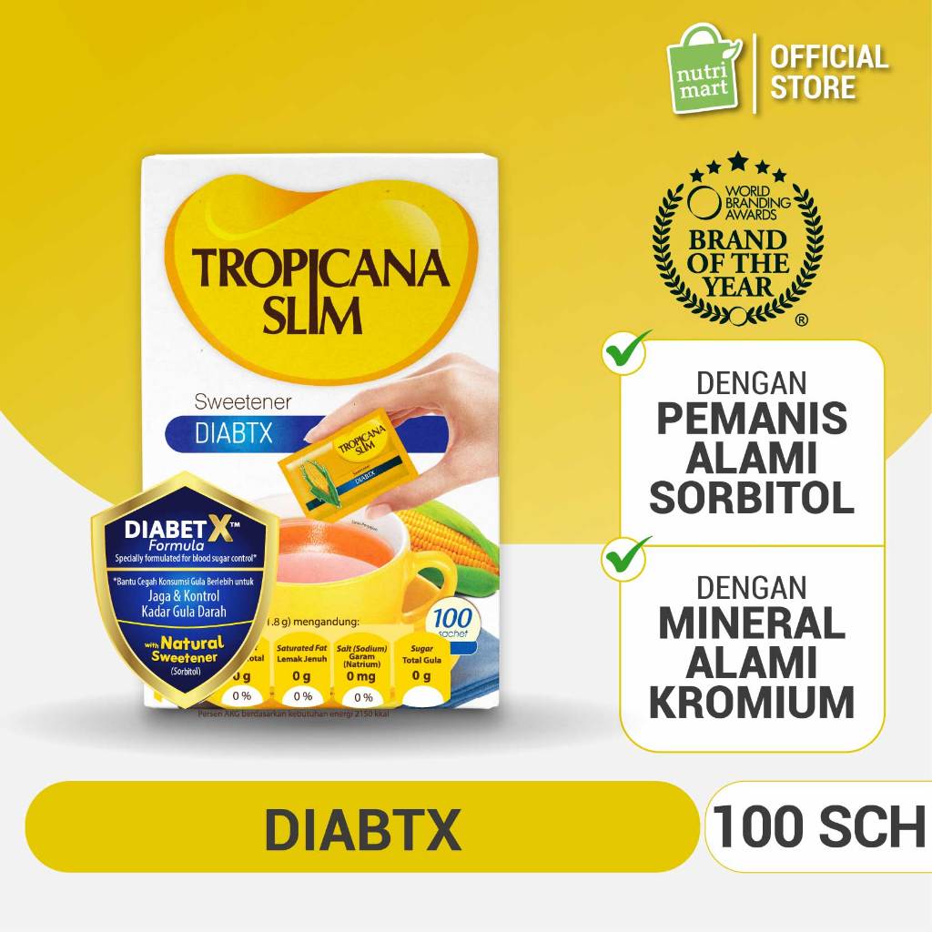 Tropicana Slim Sweetener Diabtx 100 Sachet - Pemanis untuk Diabetesi
