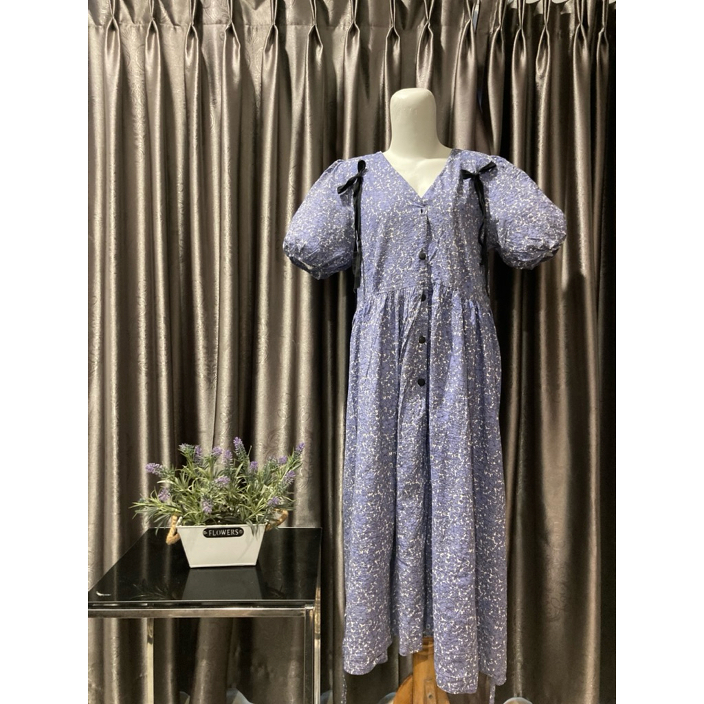 Dress balon Korea kancing busui