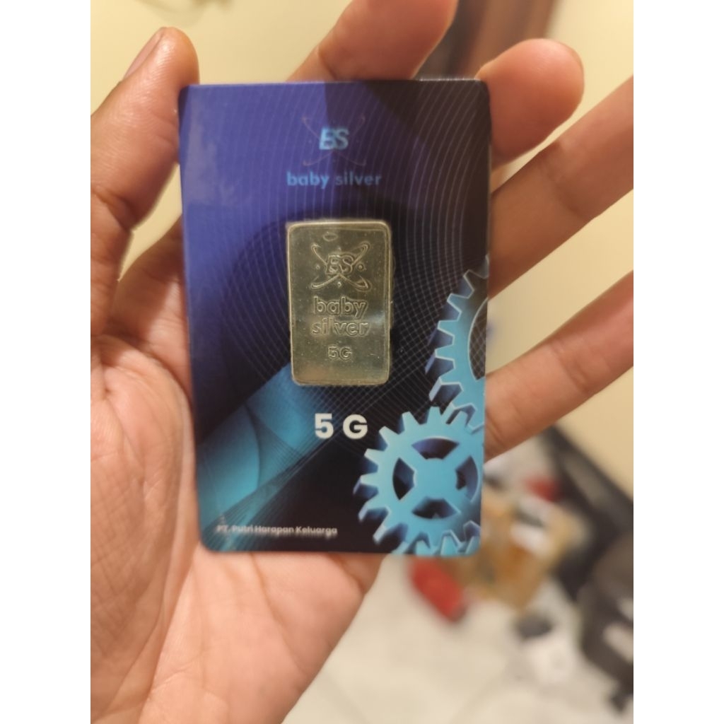 Perak Murni 5 Gram - Baby Silver 99.9% Fine Silver, Sertifikat Resmi, Investasi Mini (Free Logam Mul