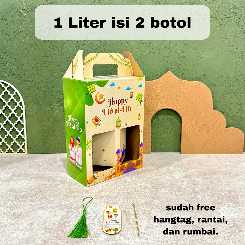 Kardus Minuman Botol Motif Idul Fitri Tersedia 5 Ukuran | Box Hampers Minuman Botol Lebaran | Dus Ha