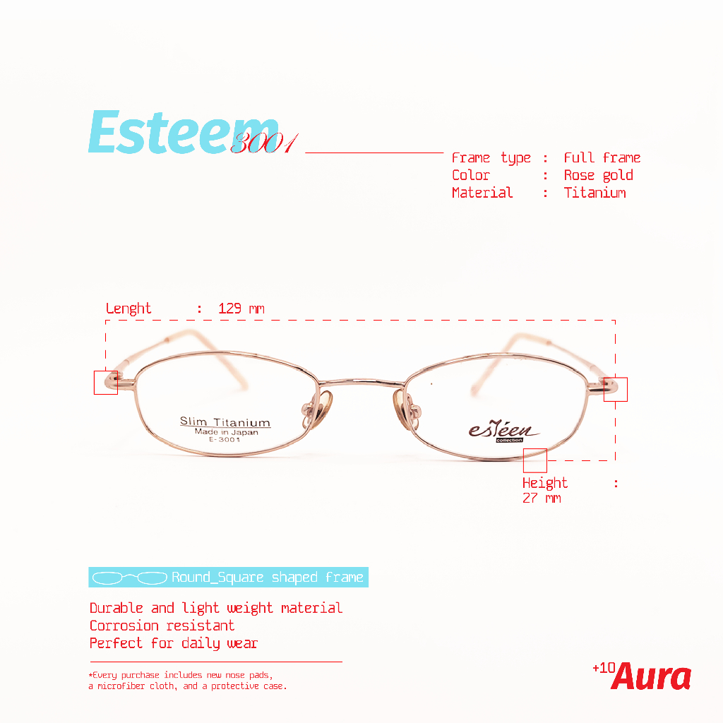 Esteem 3001 - Rose Gold Titanium - Vintage prescription Glasses Frame