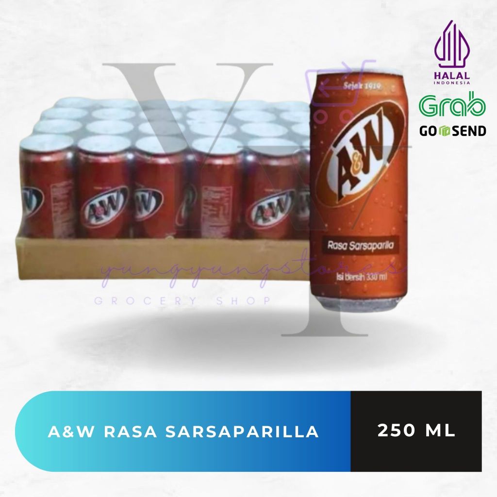 [DUS] Minuman A&W Sarsaparila / Soda Kaleng AW (24 kaleng) 250 ml
