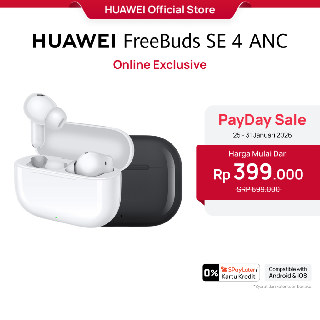 HUAWEI FreeBuds SE 4 ANC TWS  l Up to 50dB l 10mm Dynamic Driver | 50H Long Battery Life l IP54