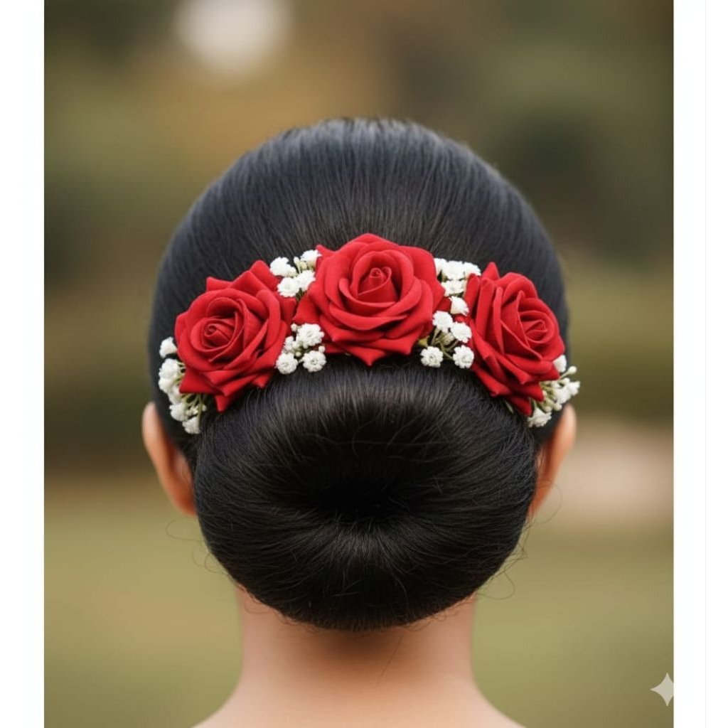 Aksesori Hiasan Sanggul Bunga Mawar Cantik / Hiasan Sanggul pengantin Bunga Mawar