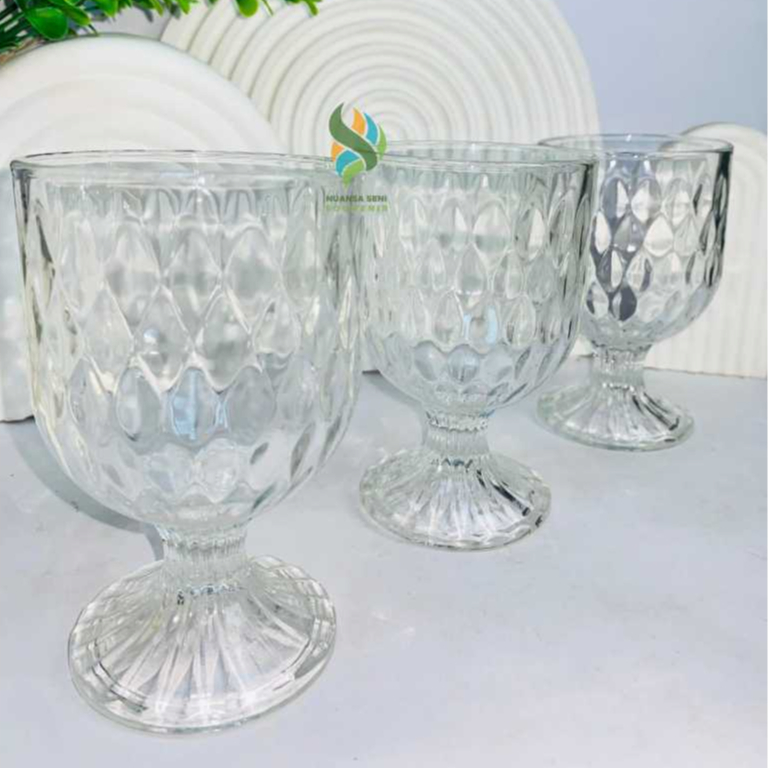Gelas Kaca Wine 200ml Champagne Kristal Kaki Stem Glass Diamond Kaca Kristal Unik Wedding Glass